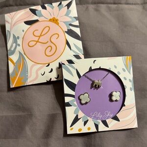 Lily Sky Silver Elephant Necklace and Earrings Set